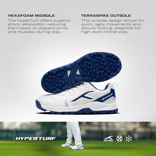 Image of Hundred HyperTurf Cricket Shoes | TerraSpike Rubber Studs Men | Embedded Support Plate for Stability | Lightweight & Durable | Ideal for Turf, Ground & Hard Surfaces