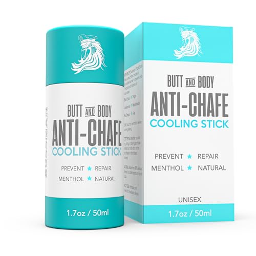 Bossman Butt & Body Cooling Anti-Chafe Stick with Menthol, 1.7 oz. – Unisex No Chafing Stick for Thighs, Underarms, Feet, Butt – Preventing, Moisturizing, Repairing, Portable – Made in USA