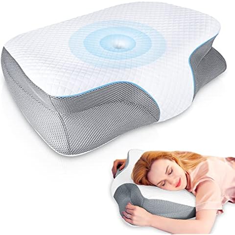 SAHEYER Nackenstützkissen Orthopädisches Kissen Nackenkissen Kopfkissen Ergonomisches Kissen Nackenkissen Schmerzen Nackenkissen Bett Halswirbelsäule Komfortabler Schlaf Nackenstützkissen Cover