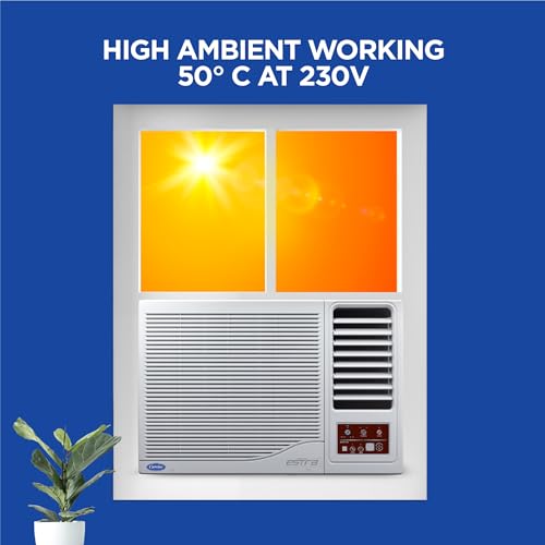 Image of Carrier 1 Ton 3 Star Fixed Speed Window AC(Copper,High Density Filter for Dust Filtration, 2Way Air Directional Control, Estra EX -CAW12SC3R34F0,White)