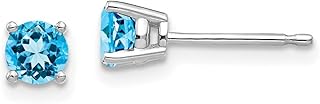 14ct blanco de 4 mm de color azul Juego de pendientes de topacio - JewelryWeb