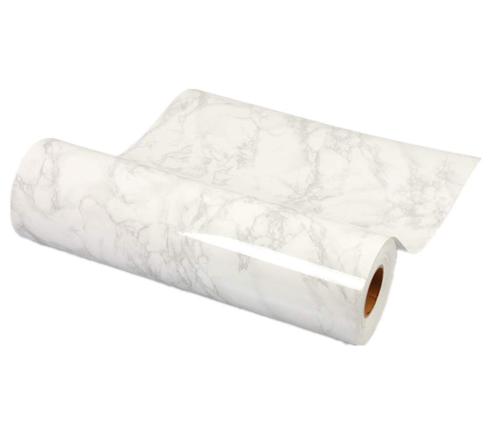 MoyishiGrey Granite Look Marble Gloss Film Vinyl Self Adhesive Counter Top Peel and Stick Wall Decal (15.8"x118")