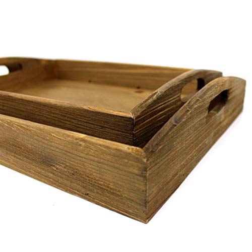 Cvhomedecoprimitiveswoodennestingtraycountryfarmhousewoodservingtrayfordiningtablewarekitchenfoodbreakfastcoffeebarpartyordisplaysetof2 Urban Country Home Decor Cvhomedeco primitives wooden nesting tray country farmhouse wood serving tray for dining tableware kitchen food breakfast coffee bar party or display set of 2 urban country home decor