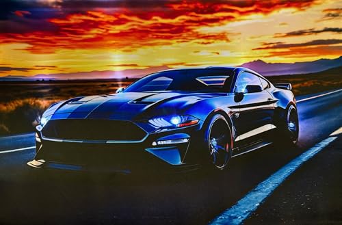 Samarkand - Lights LED-Bild mit Beleuchtung LED- Bilder Leinwandbild 65 x 45 cm Leuchtbild US CAR/Sportwagen/Sportscar/Highway