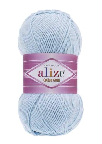 Image of 55% Cotton 45% Acrylic Alize Cotton Gold Yarn 1 Skein /Ball 100 gr 360 yds (513 - Crystal Blue)