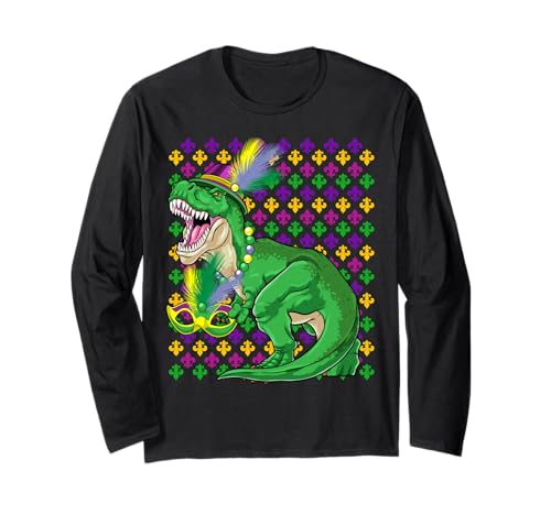 Mardi Grawr T-Rex Dinosauro Mardi Gras Dino Bead Costume Maglia a Manica