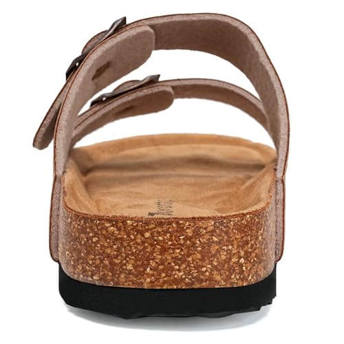 Image of Torotto Womens Slides with Cork Footbed Open Toe Adjustable Webbing Flat Sandals for Walking | Beach | Indoor