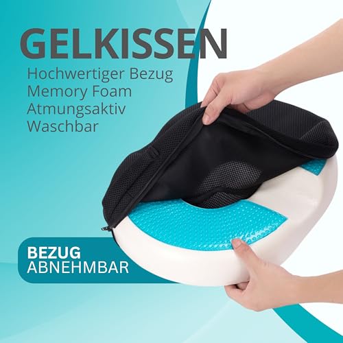 riijk Bequemer Sitzring, Wohltuend für Steißbein und Intimbereich inkl. kühlende Gel-Schicht, Ringkissen, Donut Kissen, Steißbeinkissen mit Memory-Schaum