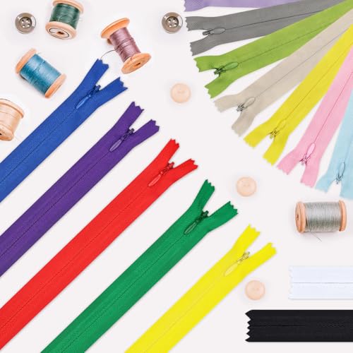 Image of Invisible Zipper, DOITEM 60pcs 8 Inch 12 Inch Invisible Multicolor Nylon Coil Zippers for Sewing and Crafts 15 Colors