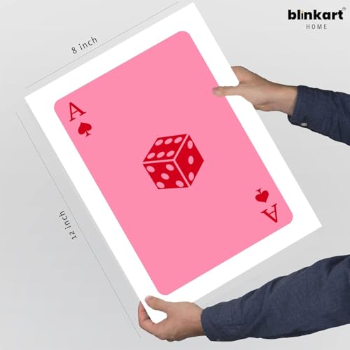 Image of BLINKART Playing Card Aesthetic Modern Art Walls With Frame | Natural Wood Texture | Living Room Bedroom Office Wall Decoration | Poster Home Decor Frames Wall Bedroom | 12x8 Inches (D231)