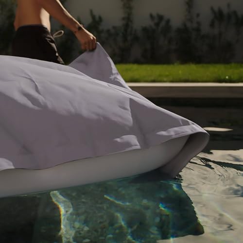 Housse pour Pouf Géant XXL 180x140cm - Déhoussable - Flottant pour Piscine - Gris Galet - Déco Arts