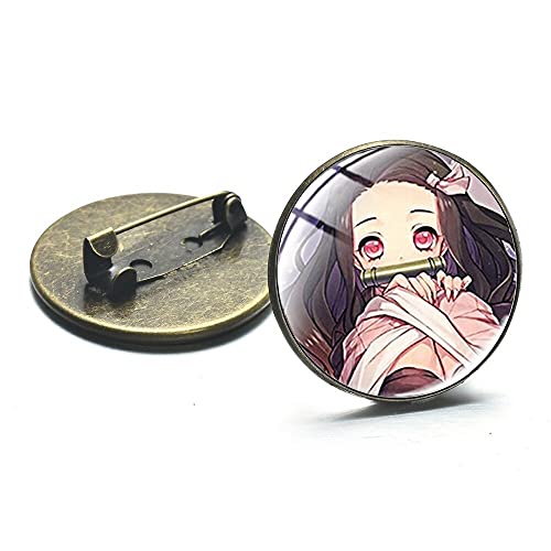 Demon Slayer Pin Badges Nezuko Kamado Anime Kimetsu no Yaiba Cosplay Brooch Glass Lapel Pin Button Badges with Display Box, Manga Badge Pin Decoration Collectible Costume Accessories Gifts for Fans 2