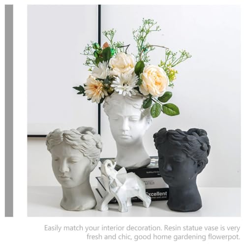 Vase à fleurs élégant blanc résine tête pot succulentes multi-usage - 4