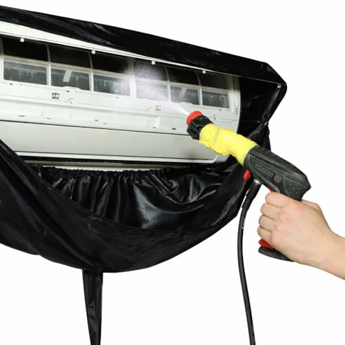 Image of SELENO AC Service Cleaning Washing Cover for 1 Ton & 1.5 Ton Split AC Indoor Unit | Easy Fit for Home & Professional Use (100% Waterproof) (Black)