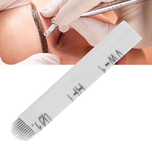 Agujas para tatuar cejas, en forma de U, agujas de microblading, microblading manual, semipermanentes, maquillaje, estéril, para tatuar, agujas estériles (12 pines, 10 unidades) Cover