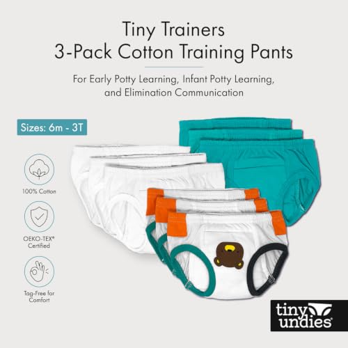 Image of Tiny Trainers Cotton Training Pants, Unisex, for Babies and Toddlers, Elimination Communication or Potty Training - 3-pack