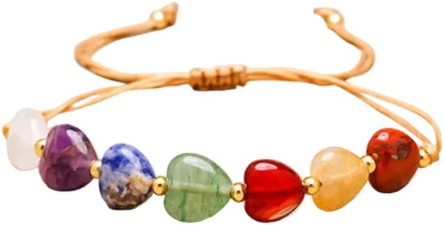 Natural Crystal Heart Bracelet Heart-Shaped Rainbow Heart-Shaped Hand-Woven Bracelet DIY Women's Jewelry Holiday Gift