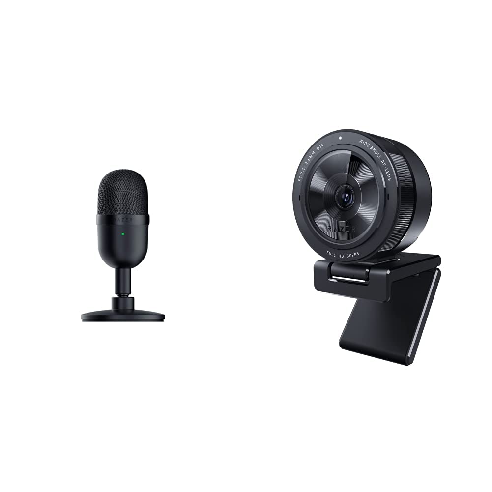 Razer Seiren Mini USB Streaming Microphone: Precise Supercardioid Pickup Pattern - Professional Recording Quality - Classic Black + Razer Kiyo Pro Streaming Webcam