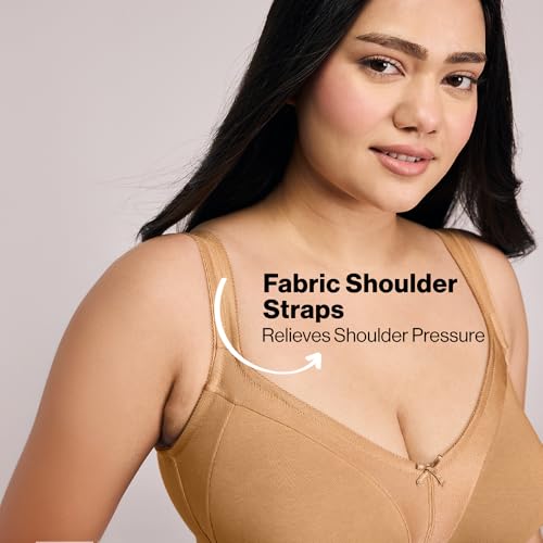 Image of NYKD NYB101 Cotton Non Padded Non Wired Full Coverage Everyday Bra M-Frame Bounce Control (Plus