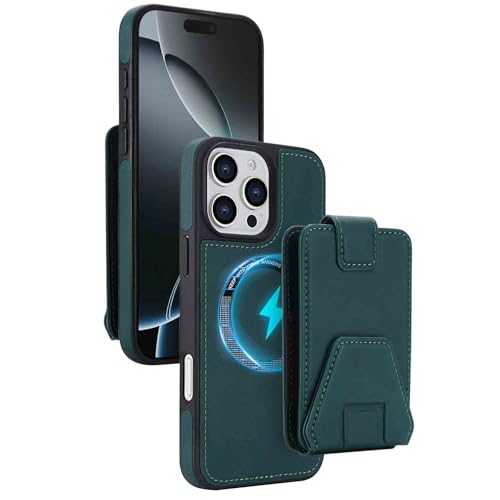 Étui portefeuille iPhone 17 Pro Max fini cuir magnétique vert