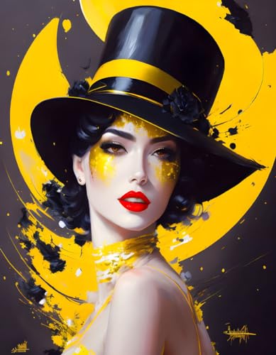 Affiche sur toile jaune fashion girl 58x90cm poster mural dressing