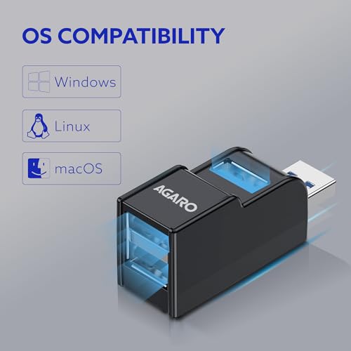 Image of AGARO 3-Port USB Hub, USB 3.0 Data Hub with High-Speed 5Gbps Transfer, Plug & Play, Compact & Lightweight, Ideal for Laptop, PC, Keyboard, Mouse & Pendrive