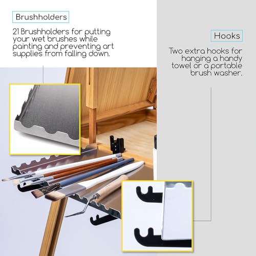 ميدن صينية جانبية فرنسية، رف صينية من خليط معدني من الالومنيوم لحامل الرسم، 13.8 انش طول × 9 انش عمق قابل للازالة واعادة الاستخدام، منصة تخزين كبيرة للحوامل الفنية