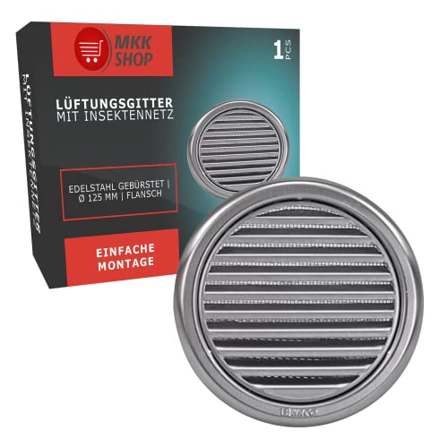 MKK Wetterschutz Lamellen Edelstahl Lüftungsgitter Ø 125 mm Zuluft Abluft...