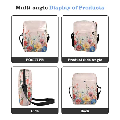 messenger bag crossbody bag Women's Purse Adjustable Strap for work work - Bloom Flowers Floral Weeds Spring4