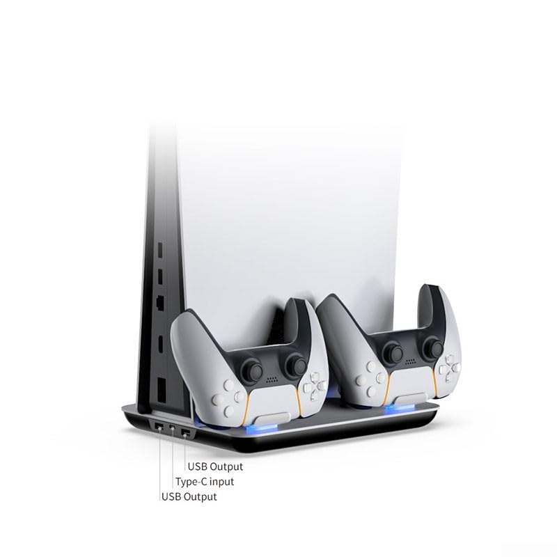 Docking station per controller PS5 ricarica efficiente con sistema di raffreddamento integrato e controlli ventola (bianco)