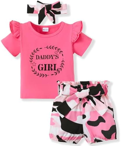 Ensemble Bébé Fille Cargo Été – Body Manches Longues + Shorts – Coton Doux – Taille 0-7 Ans – Pour Noël, Toutes Occasions