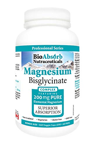 Magnesium Glycinate/Bisglycinate Supplement. 200mg of Chelated Elemental Magnesium. 260 Vegan Capsules (260-Day Supply)