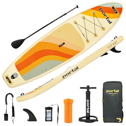 Portal 10'6'Inflatable Stand Up Paddle Board Ultra Portable-Lightweight & Stable,Non-Slip Deck Blow up Paddle Boards with Adjustable Paddle, Carry Bag, and Repair Kit
