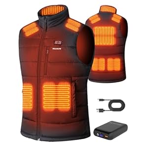 Heated Vest for Men with Battery Pack included 7.4V 16000mAh Rechargeable, Men’s Heated Vest for Hiking/Cycling