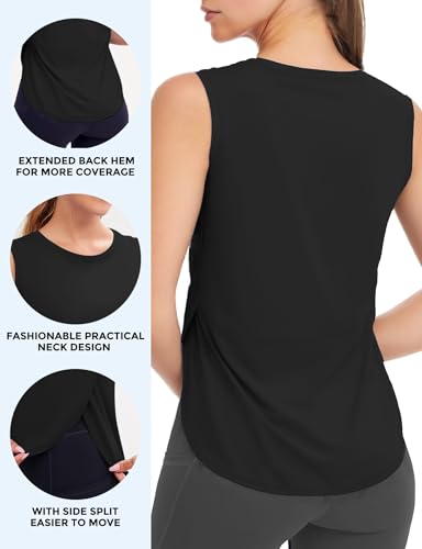 AURUZA Regata feminina Ice Silk para treino, sem mangas, atlética, longa, feminina, refrescante, cor