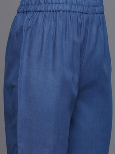Image of Varanga Women's Violet Strap Kurta with Tonal Bottom & Printed Dupatta - Round Neck, Side Slit Design, Stylish & Comfortable