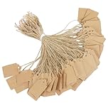 Uniclife 200 Pcs Price Tags with String Attached Writable Brown Kraft Paper Tags with Jute Twine Hang Tag Price Display Labels for Clothing Jewelry Blank Merchandise Marking Tag, 3.5 x 2.2 cm