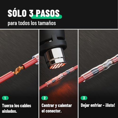 Set de 400 conectores termoretractiles greate con tubos impermeables para empalme de cables 4