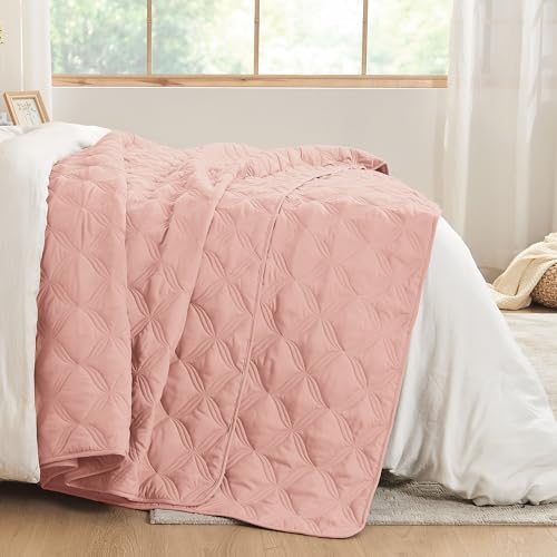 Image of Litanika Queen Quilt Bedding Set, Blush Pink Summer Lightweight Soft Comforter Bedspreads & Coverlets, Boho Farmhouse Bedding Cover Bed Decor All Season, 3 Pieces (1 Quilt, 2 Pillowcases)