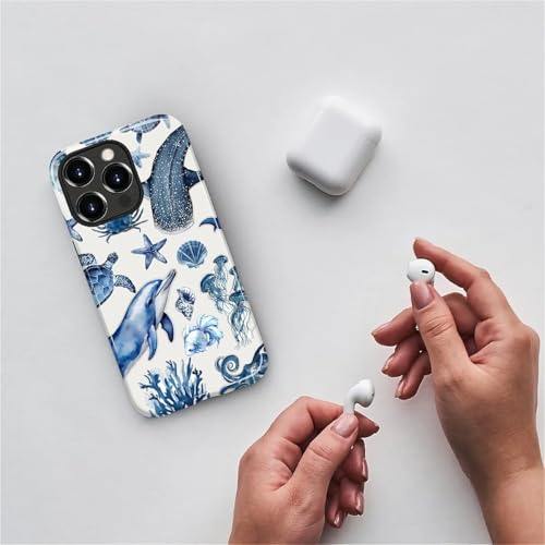 Wqwaxxc Compatible with iPhone 14 Pro Case,Glossy 2-in-1 Sleek All-Inclusive Dual-Layer Material Soft TPU + PC Back for Reef Whale Shark Ocean Sea Coral - image 2