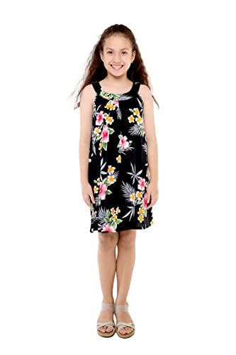 Image of Family Matching Hawaiian Clothes, Hibiscus Black | Black Hibiscus Print • Soft Rayon Fabric • Family Matching Outfits • Vacation Ready • Luau Party Wear