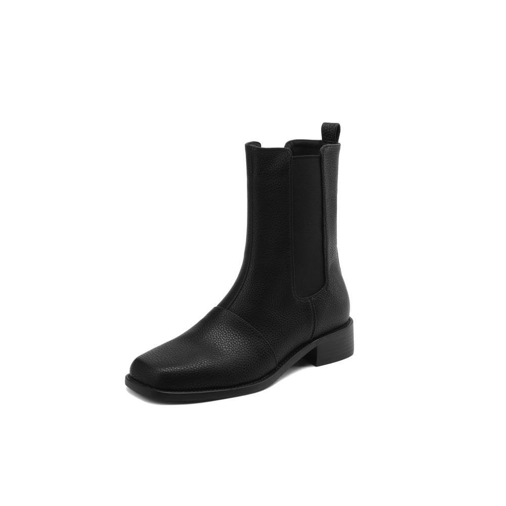TinaCus Womens Handmade Genuine Leather Square Toe Pull On Chelsea Boots Ankle Boots