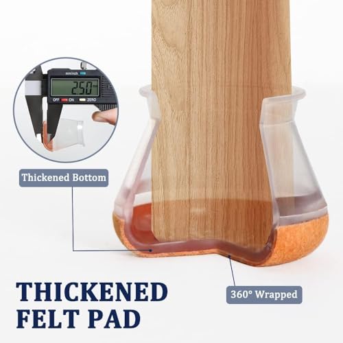 Image of TCCO Chair Leg Floor Protectors, Transparent Chair Feet Cover,Furniture Sliders Felt Bottom Silicone Chair Leg Caps for Protecting Hardwood /Tile /Laminate Floors from Scratches and Noise(4-Large-Clear)