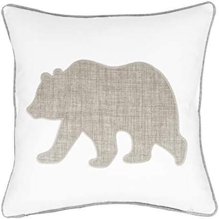 Millianess Animal Cotton Throw Pillow Covers Bear Pattren Embroidered 18x18 Inches for Couch Cushions Covers (White) … …