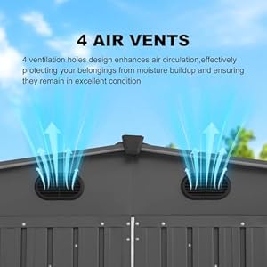 20 x 13 FT Outdoor Storage Shed, Large Metal Garden Shed with 2 Lockable Doors, Tool Shed Outdoor Storage with 4 Air Vents, Garage Shed Waterproof for Car, Truck, Bike, Garbage Can, Tool, Dark Gray 20 x 13 FT Outdoor Storage Shed Large Metal Garden Shed with 2 Lockable Doors Tool Shed Outdoor Storage with 4 Air Vents Garage Shed Waterproof for Car Truck Bike Garbage Can Tool Dark Gray