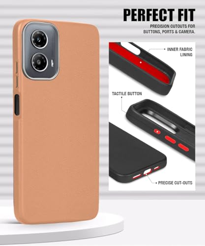 Image of WOW IMAGINE Back Cover for Motorola Moto G34 5G | Moto G45 5G | Ultra Slim Flexible Non-Slip Grip | Inner Fabric | Metal Camera Ring & Lightweight Soft Silicone Mobile Case - Tan Brown