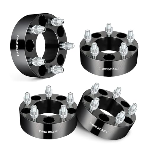 EVIL ENERGY 5x5 Wheel Spacers 2 inch Compatible with Jeep Grand Cherokee 2011-2023 5x127 mm 5 Lugs 87.1 mm Hub Bore M14x1.5 Studs Black Not Hubcentric
