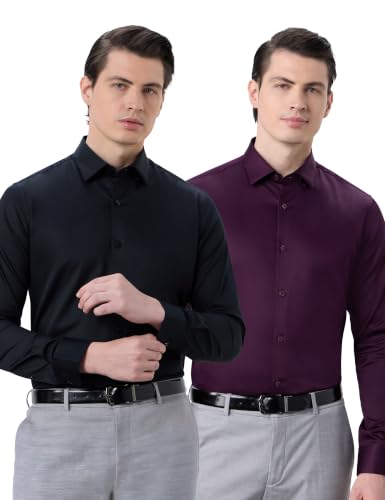 Image of Symbol Premium Men's Slim Fit Satin Formal /Dress Shirt | 100% Cotton | Soft & Lustrous Finish | Available in Plus Sizes