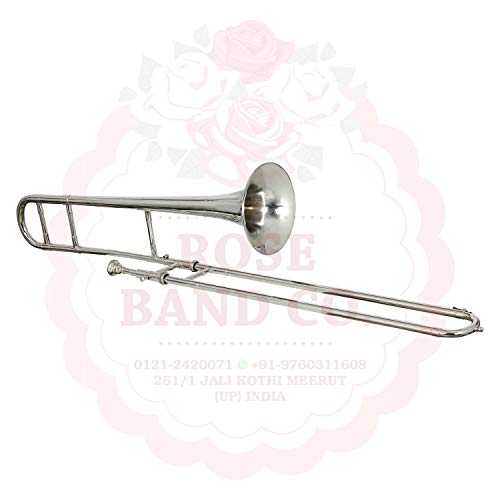 ROSE MUSICALS Pitch del bb del color del níquel del trombón de la diapositiva con el caso duro libre y la boquilla Cover