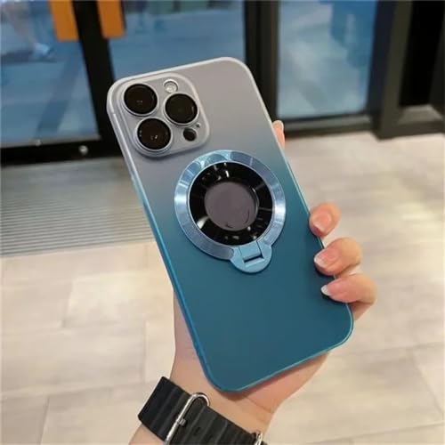 Étui de support pour iPhone 15 Pro Max bleu avec charge magnétique
